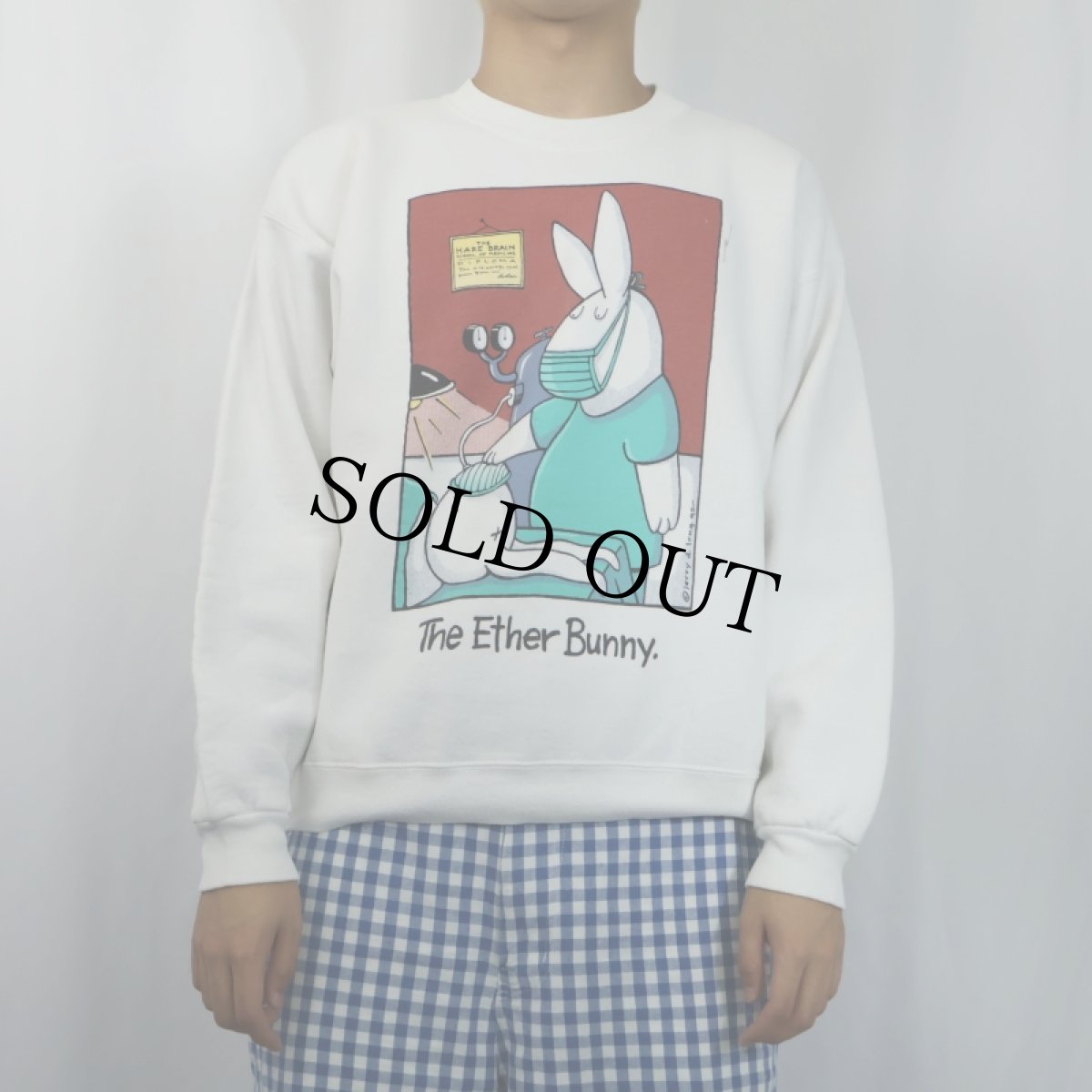画像2: 90's Lee USA製 "The Ether Bunny" シュールイラスト プリントスウェット L (2)
