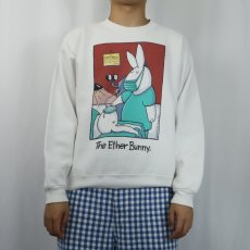 画像2: 90's Lee USA製 "The Ether Bunny" シュールイラスト プリントスウェット L (2)