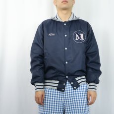 画像2: 90's Leader Sportswear USA製 チェーン刺繍 裏キルティング ナイロンスタジャン XL (2)