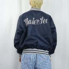 画像3: 90's Leader Sportswear USA製 チェーン刺繍 裏キルティング ナイロンスタジャン XL (3)