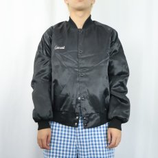 画像2: 80's Wear guard USA製 チェーン刺繍 裏キルティング ナイロンスタジャン L (2)