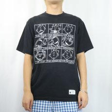画像2: 90's SIX FLAGS USA製 イラストプリントTシャツ BLACK L (2)