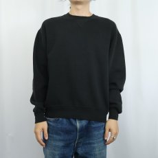 画像2: 90's RUSSELL ATHLETIC USA製 前V 無地スウェット BLACK L (2)