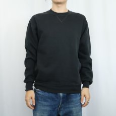画像2: 90's RUSSELL ATHLETIC USA製 前V 無地スウェット BLACK M (2)