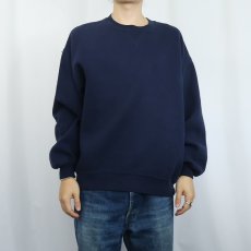 画像2: 90's RUSSELL ATHLETIC USA製 前V 無地スウェット NAVY L (2)