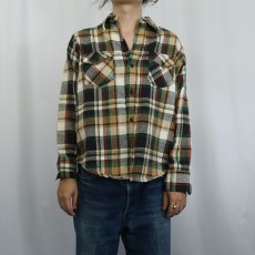 画像2: 70's G.H. BASS&CO. USA製 チェック柄 ヘビーネルシャツ L (2)