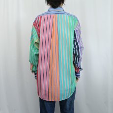 画像3: Ralph Lauren "CLASSIC FIT" マルチストライプ柄 コットンボタンダウンシャツ L (3)
