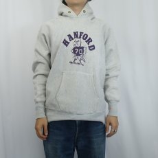 画像2: 70's Champion REVERSE WEAVE 黄単色タグ USA製 "HANFORD" プリントスウェットフーディー XL (2)