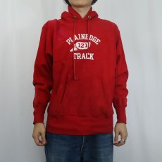 画像2: 70's Champion REVERSE WEAVE 赤単色タグ ウイングフット プリントスウェットフーディー L (2)
