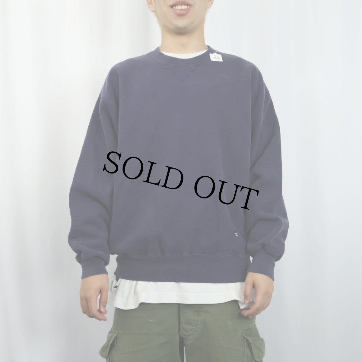 画像2: 90's RUSSELL ATHLETIC USA製 "PRO COTTON" 無地 前Vスウェット NAVY L (2)