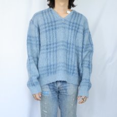 画像2: 60's ARROW チェック柄 モヘアニットセーター L (2)