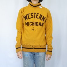 画像3: 40's O'Shea Knitting Mills "WESTERN MICHIGAN" レタードニットセーター SIZE40 (3)