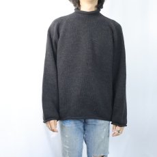 画像2: 2000's J.CREW ロールネック ウールニットセーター BLACK M (2)