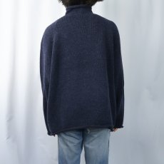 画像3: 90's J.CREW ロールネック ウールニットセーター NAVY XL (3)