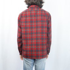 画像3: 50's PENDLETON チェック柄 ウールオープンカラーシャツ M (3)