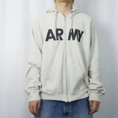 画像2: 90's U.S.ARMY PFU ロゴプリント スウェットジップパーカー X-LARGE (2)