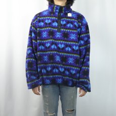 画像2: 80〜90's L.L.Bean 総柄 ハーフスナップフリースジャケット XL (2)