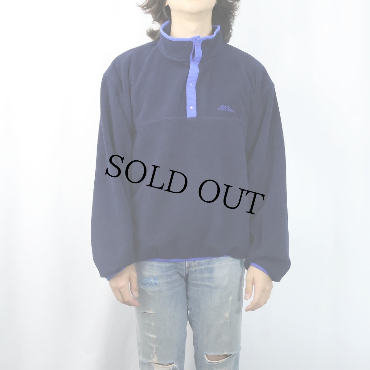 画像2: 80〜90's L.L.Bean USA製 ハーフスナップフリースジャケット NAVY XL (2)