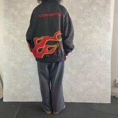 画像4: CORVETTE 刺繍入り ファイヤーパターンナイロンジャケット 3XL (4)