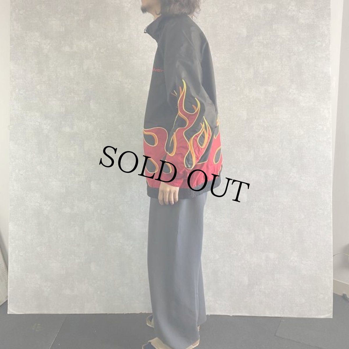 画像3: CORVETTE 刺繍入り ファイヤーパターンナイロンジャケット 3XL (3)