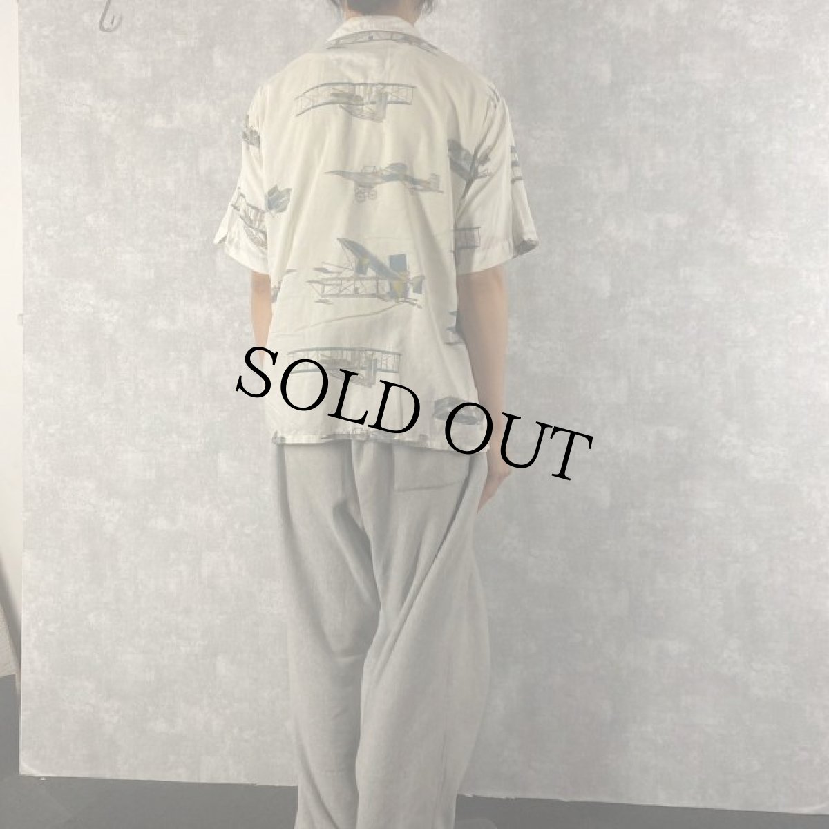 画像4: 60's McGREGOR CANADA製 飛行機柄オープンカラーシャツ ML (4)