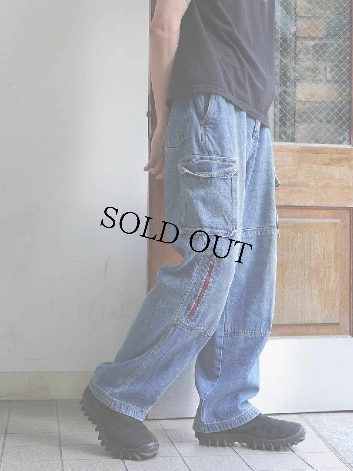 画像3: no boundaries デニムカーゴパンツ W35 (3)