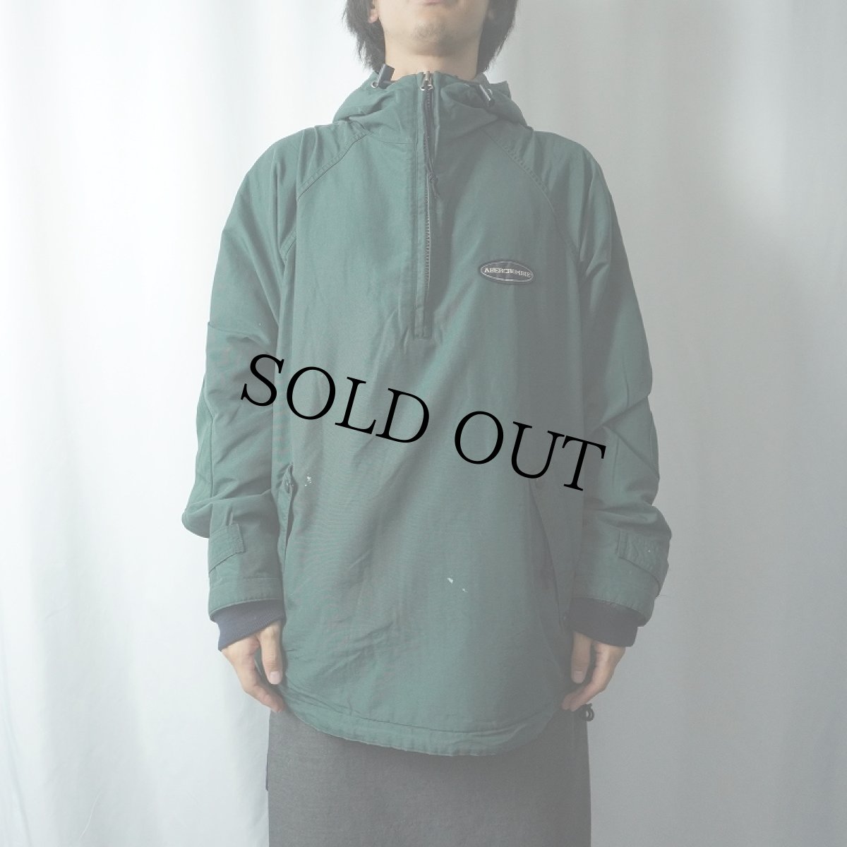 画像2: 90's Abercrombie&Fitch ハーフジップ 裏フリースナイロンパーカー S (2)