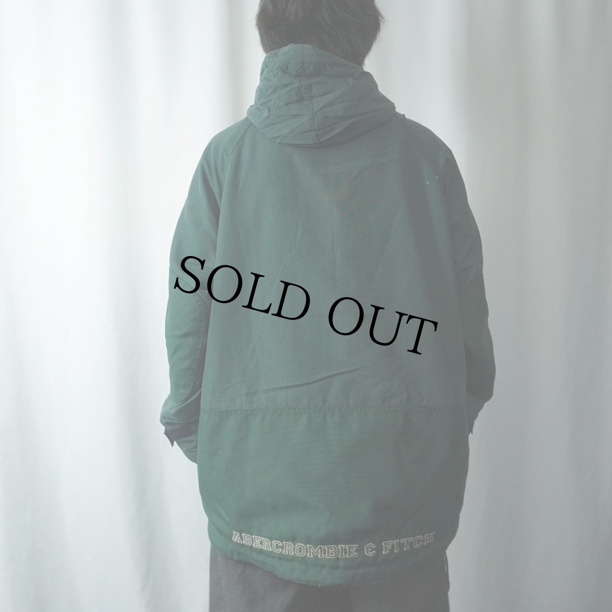 画像3: 90's Abercrombie&Fitch ハーフジップ 裏フリースナイロンパーカー S (3)