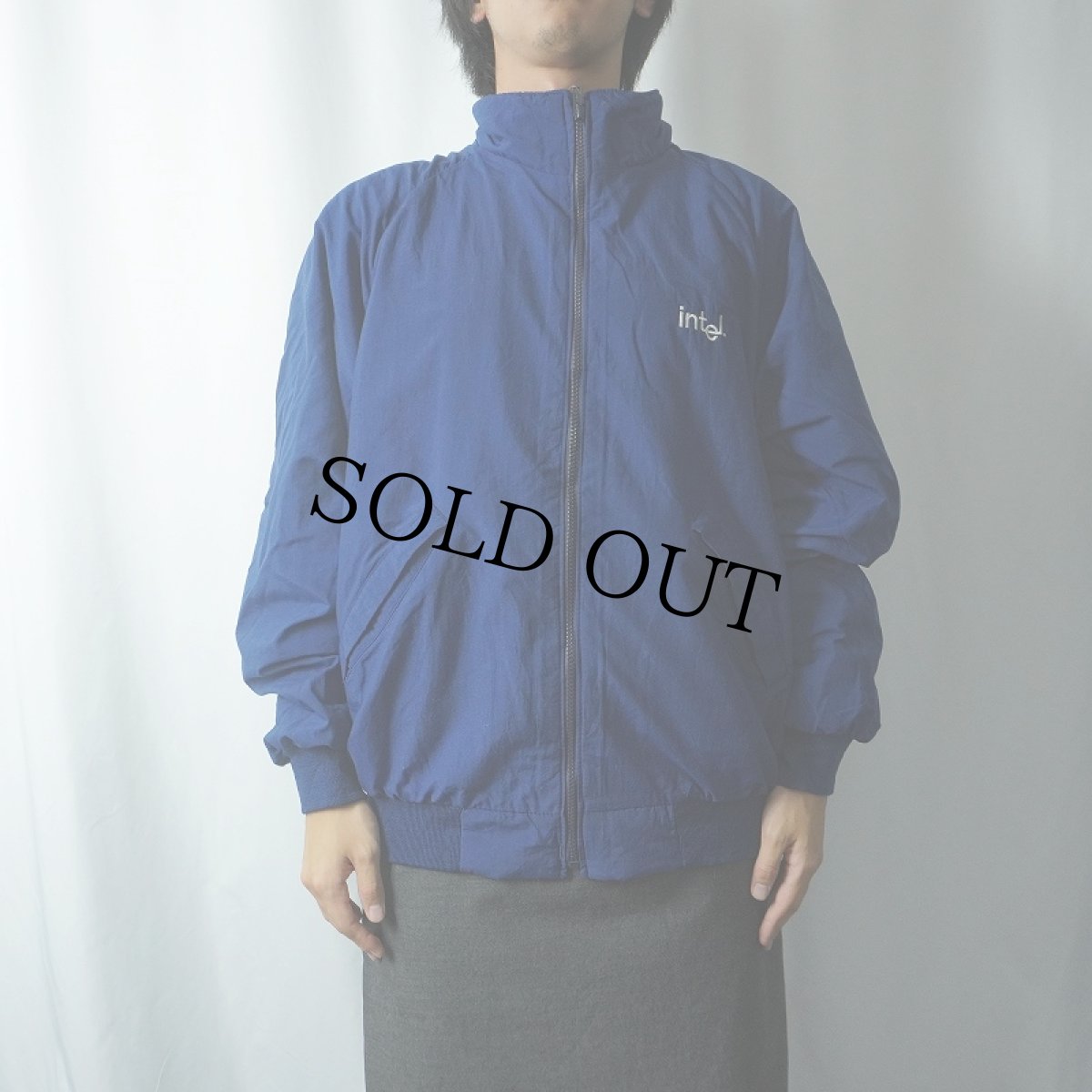 画像2: 90's Dunbrooke USA製 "intel" 企業ロゴ刺繍 裏フリース ナイロンジャケット L (2)