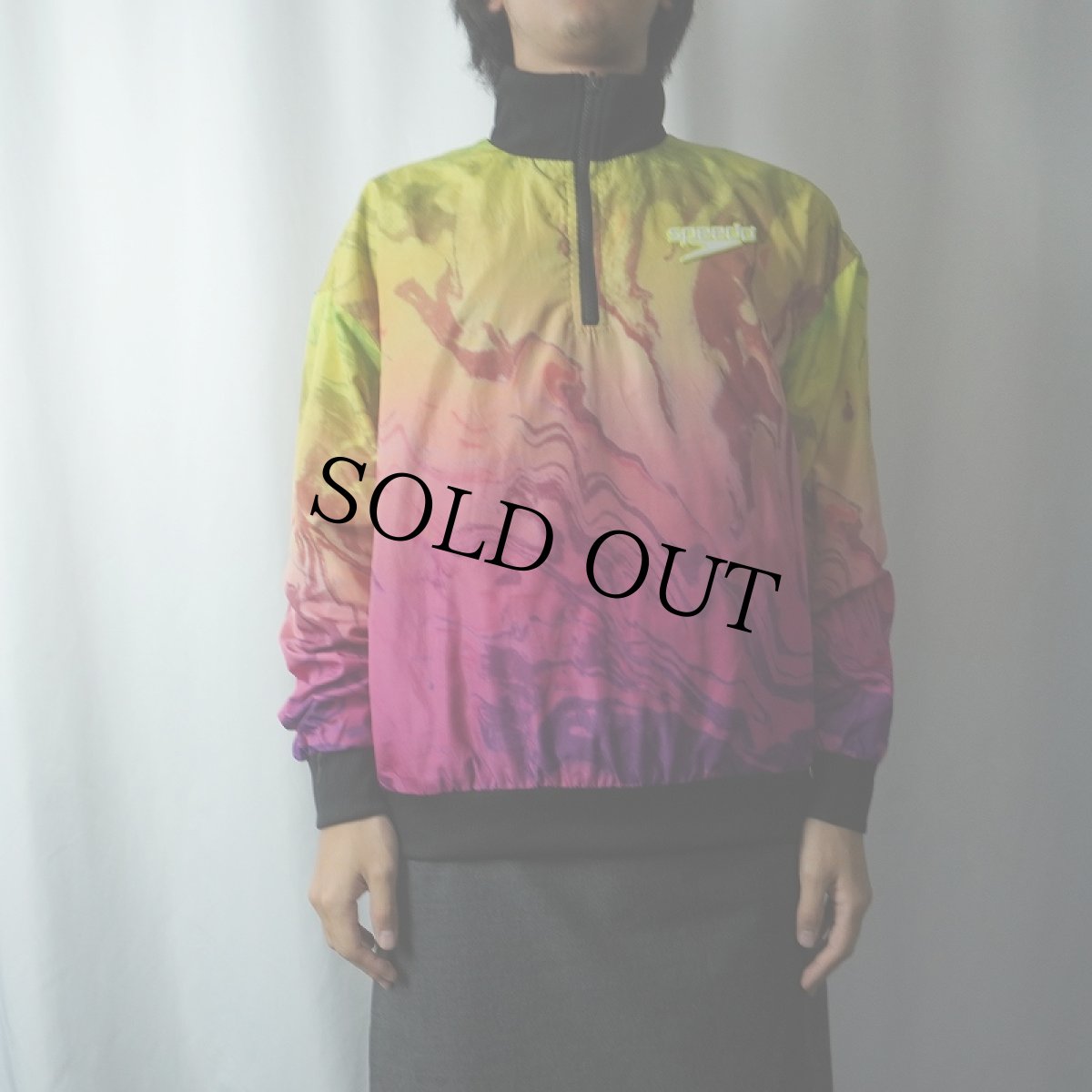 画像5: speedo マーブル柄 ハーフジップ リバーシブルナイロンジャケット (5)