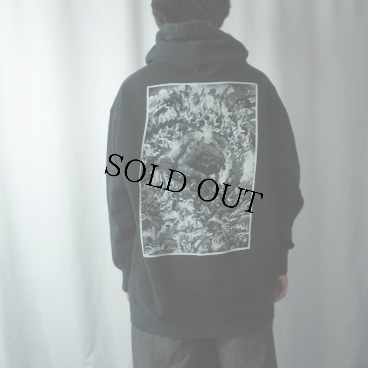 画像4: GOZILLA グラフィックプリント スウェットフーディー BLACK XL (4)