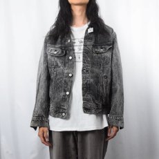 画像2: 80's Lee ケミカルウォッシュ ブラックデニムジャケット size40 (2)