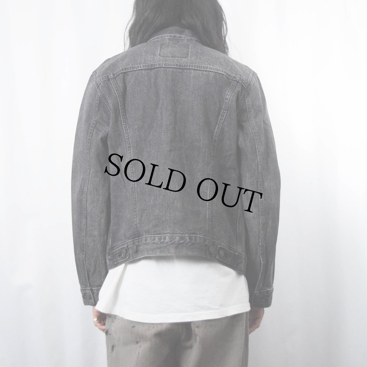 画像3: Levi's ブラックデニムジャケット M (3)