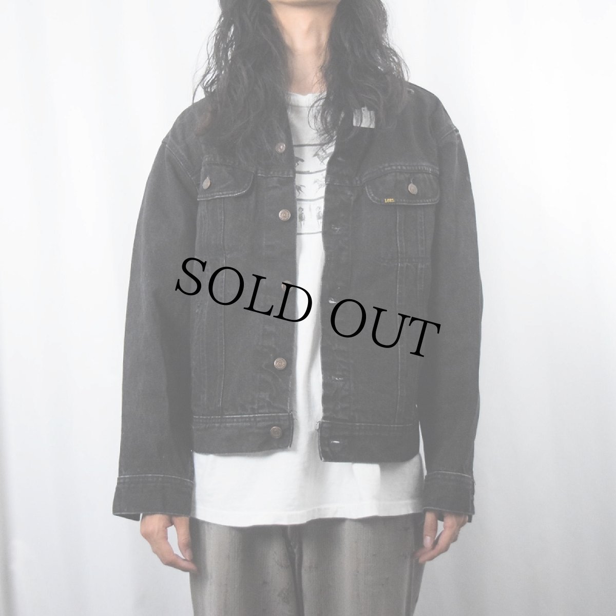 画像2: 90's Lee USA製 ブラックデニムジャケット L (2)