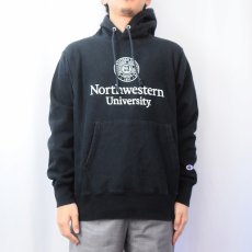 画像2: Champion REVERSE WEAVE "Northwestern University" スウェットフーディー BLACK M (2)