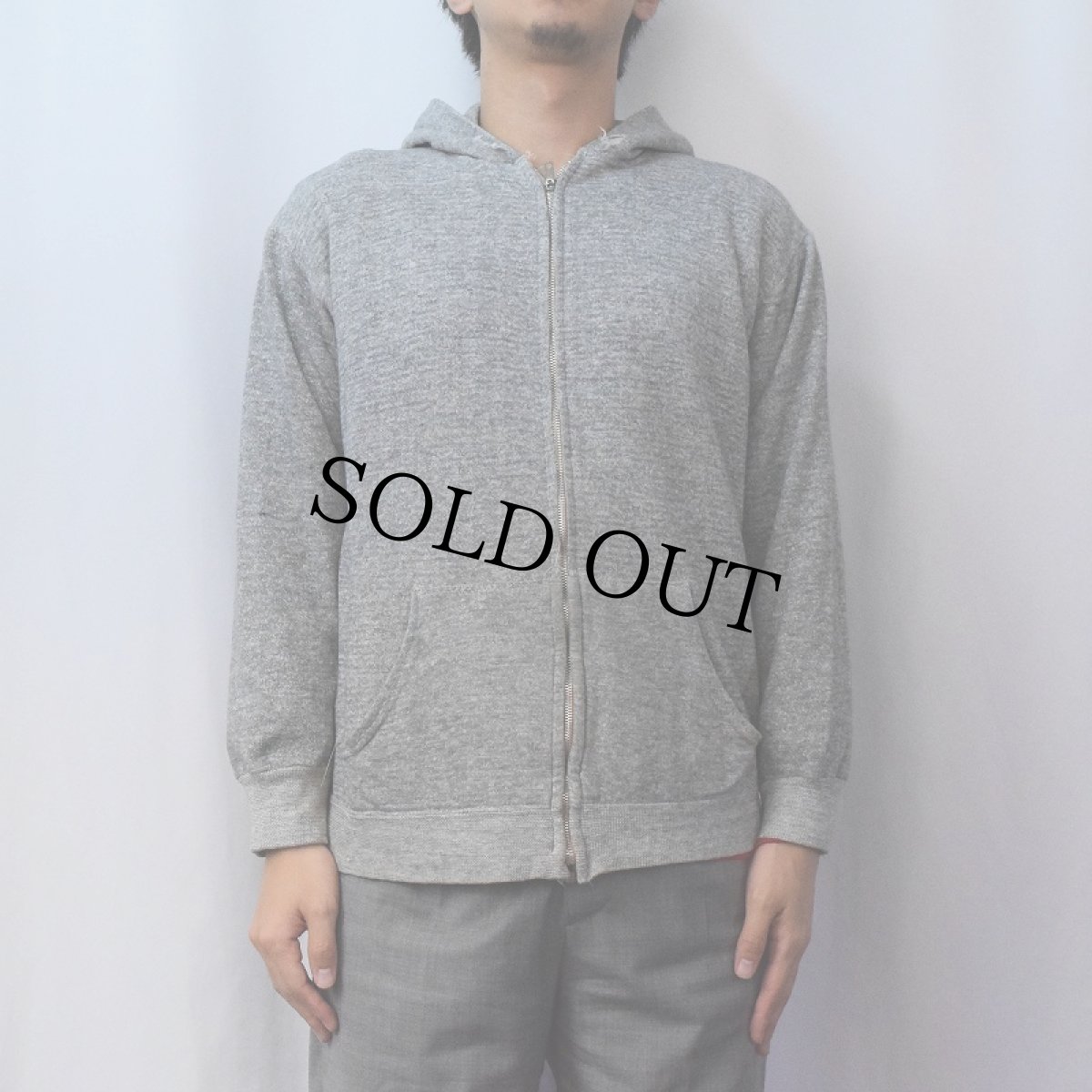 画像2: 70〜80's 霜降り 無地ジップスウェットパーカー (2)