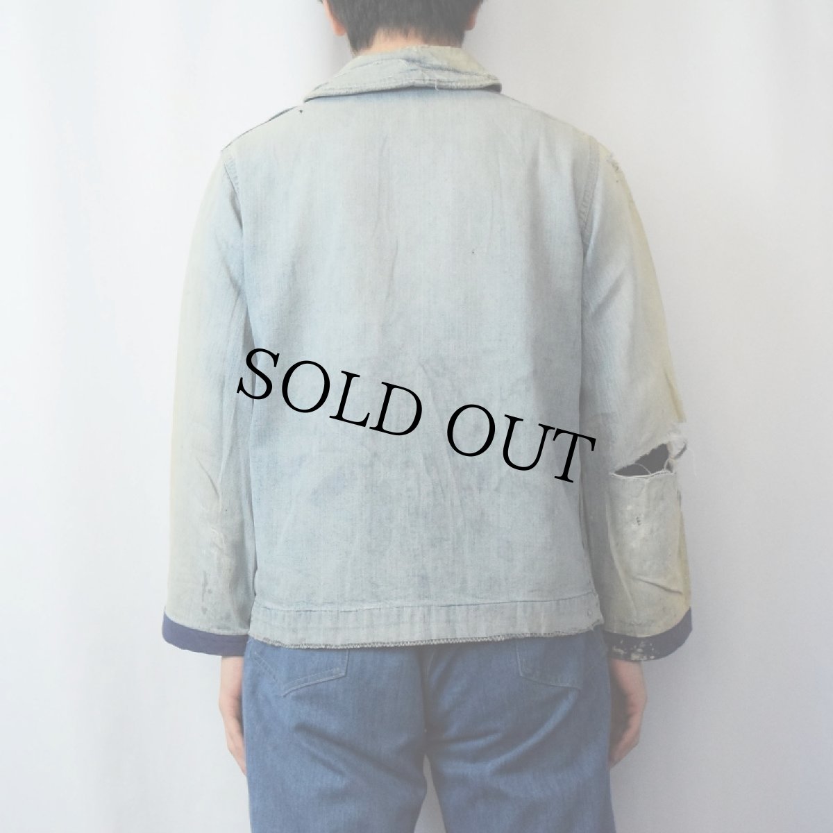 画像3: 40's U.S.NAVY チェンジボタン ショールカラーデニムカバーオール (3)