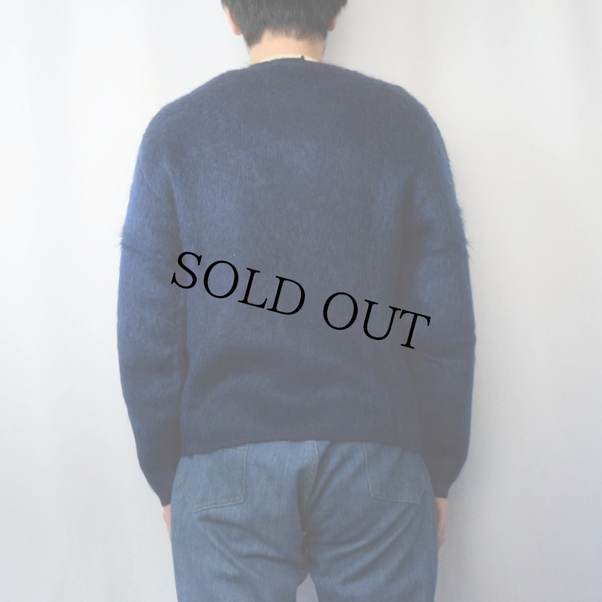 画像3: 60's McGREGOR USA製 "Powder Snow" レザーパイピング モヘアニットカーディガン BLUE M (3)