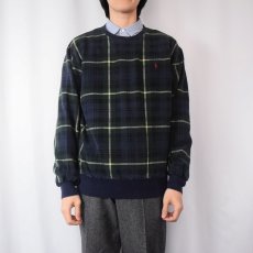 画像2: 90's POLO Ralph Lauren チェック柄 ロゴ刺繍スウェット M (2)