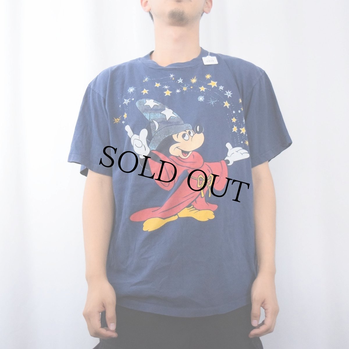 画像2: 80's Disney USA製 "MICKEY MOUSE FANTASIA" ラメプリントTシャツ NAVY XL (2)