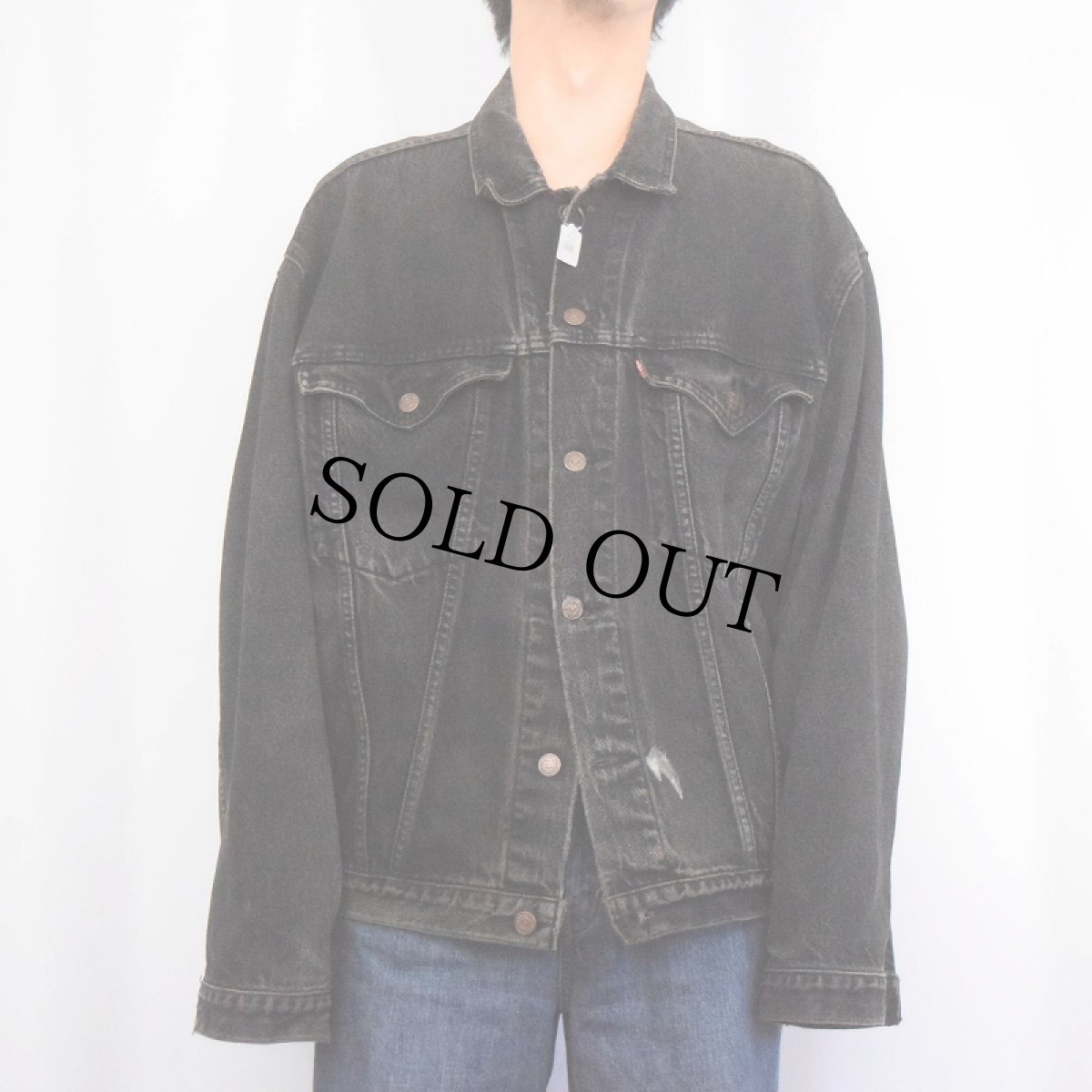 画像2: 90's Levi's 75525-0260 CANADA製 ブラックデニムジャケット L (2)