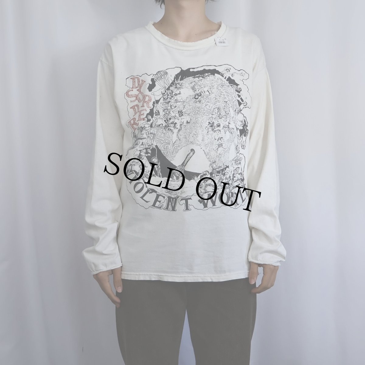 画像2: DISORDER "VIOLENT WORLD" ストリートパンクバンド アルバムプリントロンT (2)