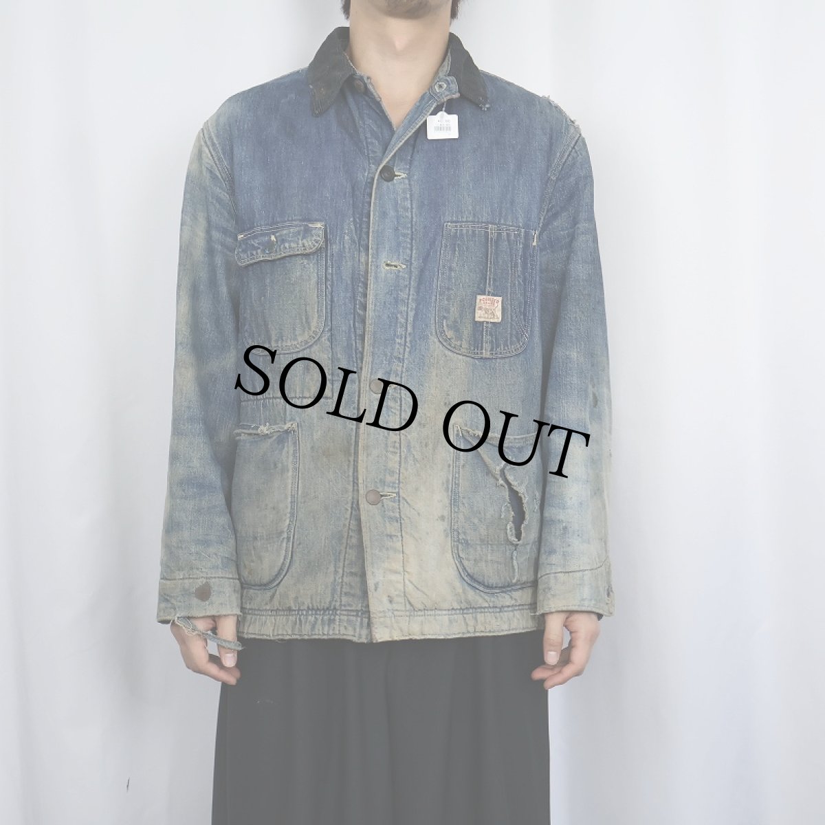 画像3: 60's POINTER サンフェード ブランケットライナー デニムカバーオール (3)