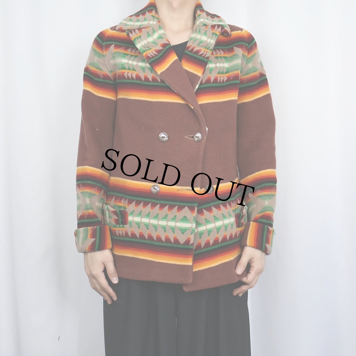 画像2: 30's Jacobs Oregon City ネイティブパターン ウールコート (2)