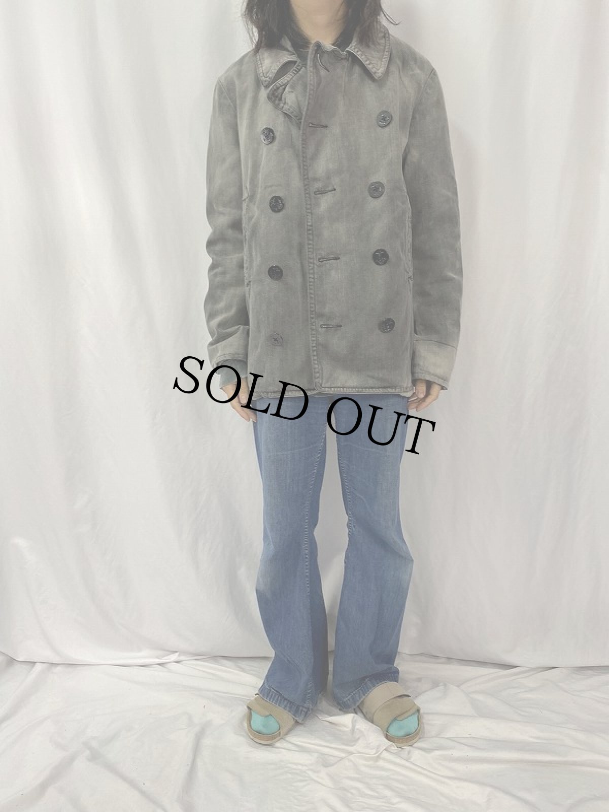 画像2: Ralph Lauren DENIM&SUPPLY "U.S.NAVY Type" 10ボタン デニムPコート XL (2)