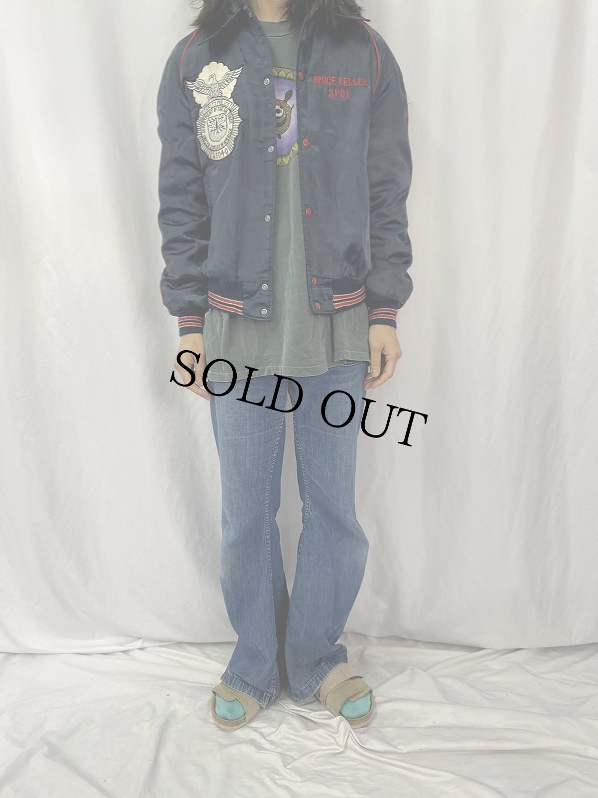 画像2: 70's David Peyser USA製 "INVESTIGATIONS SECTION" 刺繍入りスタジャン L (2)