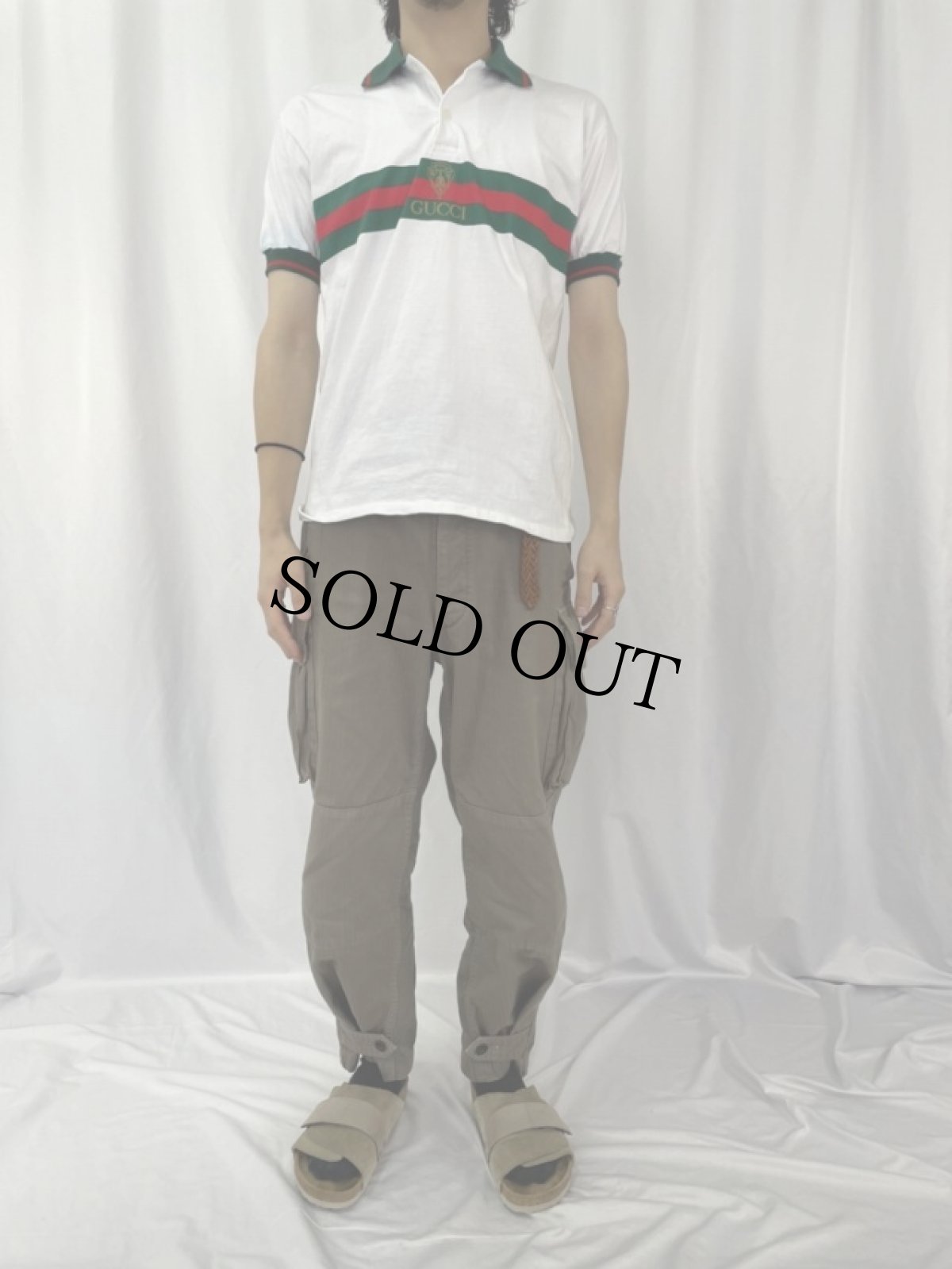 画像2: 80's GUCCI ITALY製 ボーダー柄ポロシャツ (2)