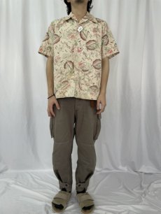 画像2: 50's SEA ISLAND Sportswear 魚柄ヘビーコットン アロハシャツ M (2)