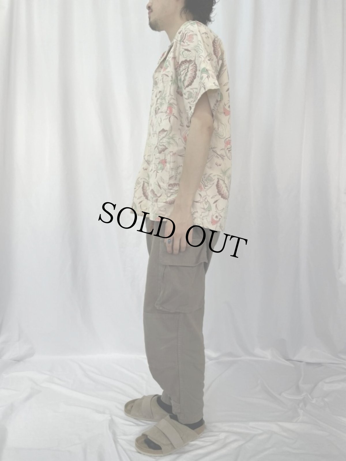 画像3: 50's SEA ISLAND Sportswear 魚柄ヘビーコットン アロハシャツ M (3)