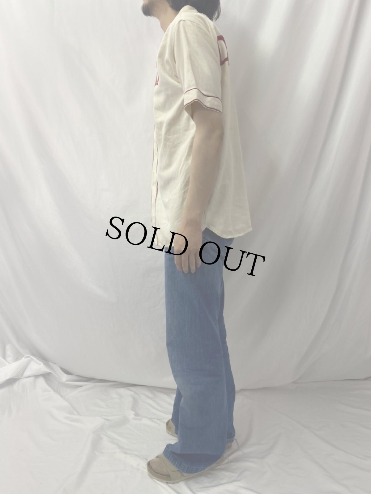 画像3: 30〜40's "DAL-LAS" チェーン刺繍 コットンベースボールシャツ (3)